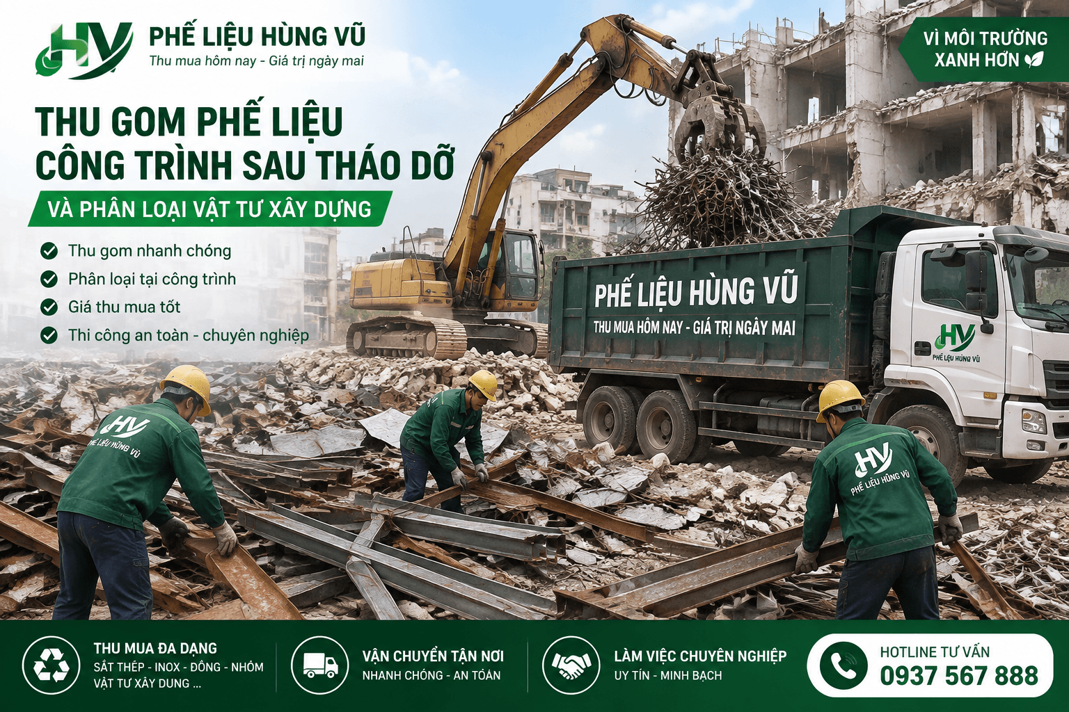 Năng lực thu mua phế liệu số lượng lớn: xe, nhân sự và quy trình