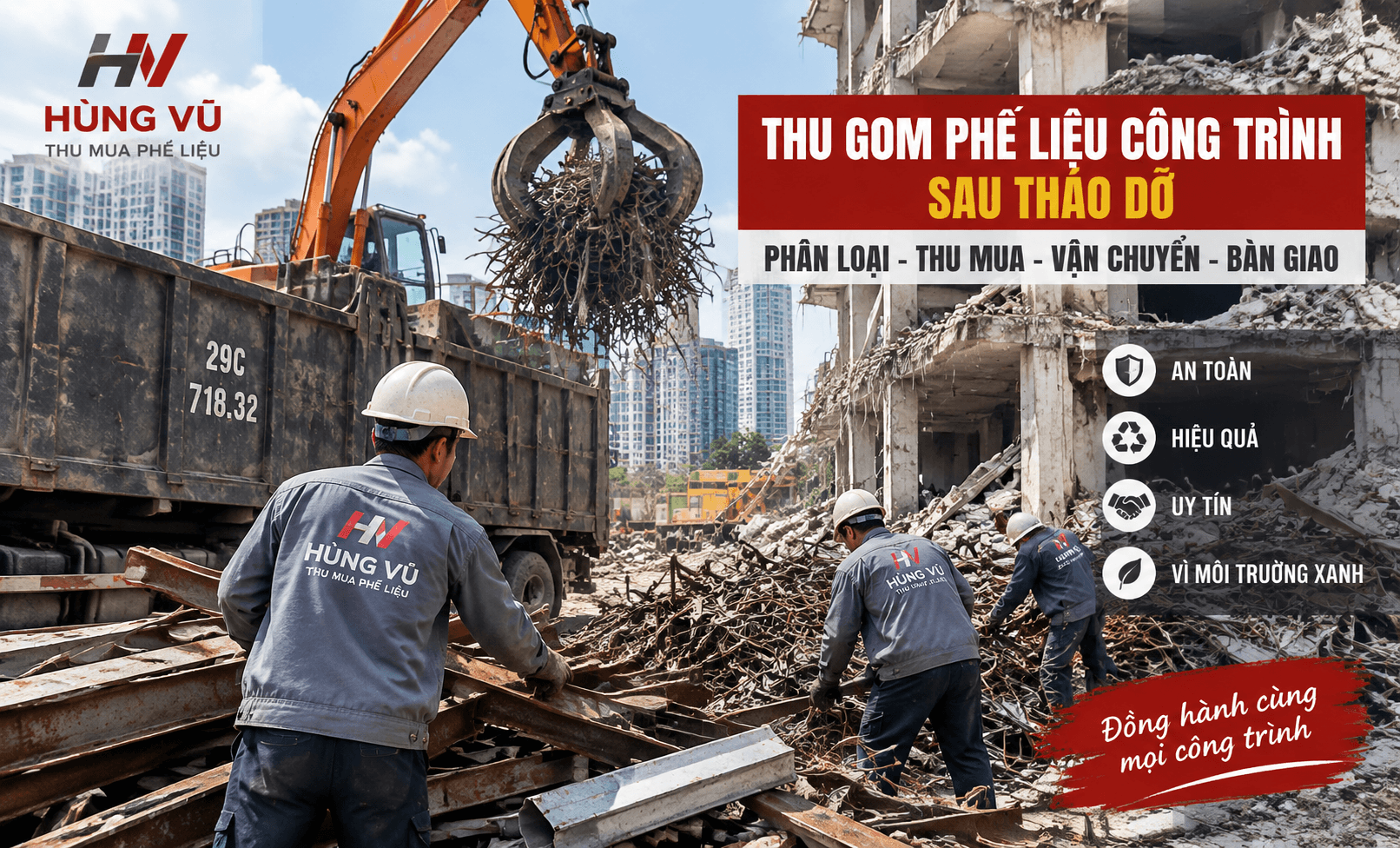 Thu gom phế liệu công trình sau tháo dỡ