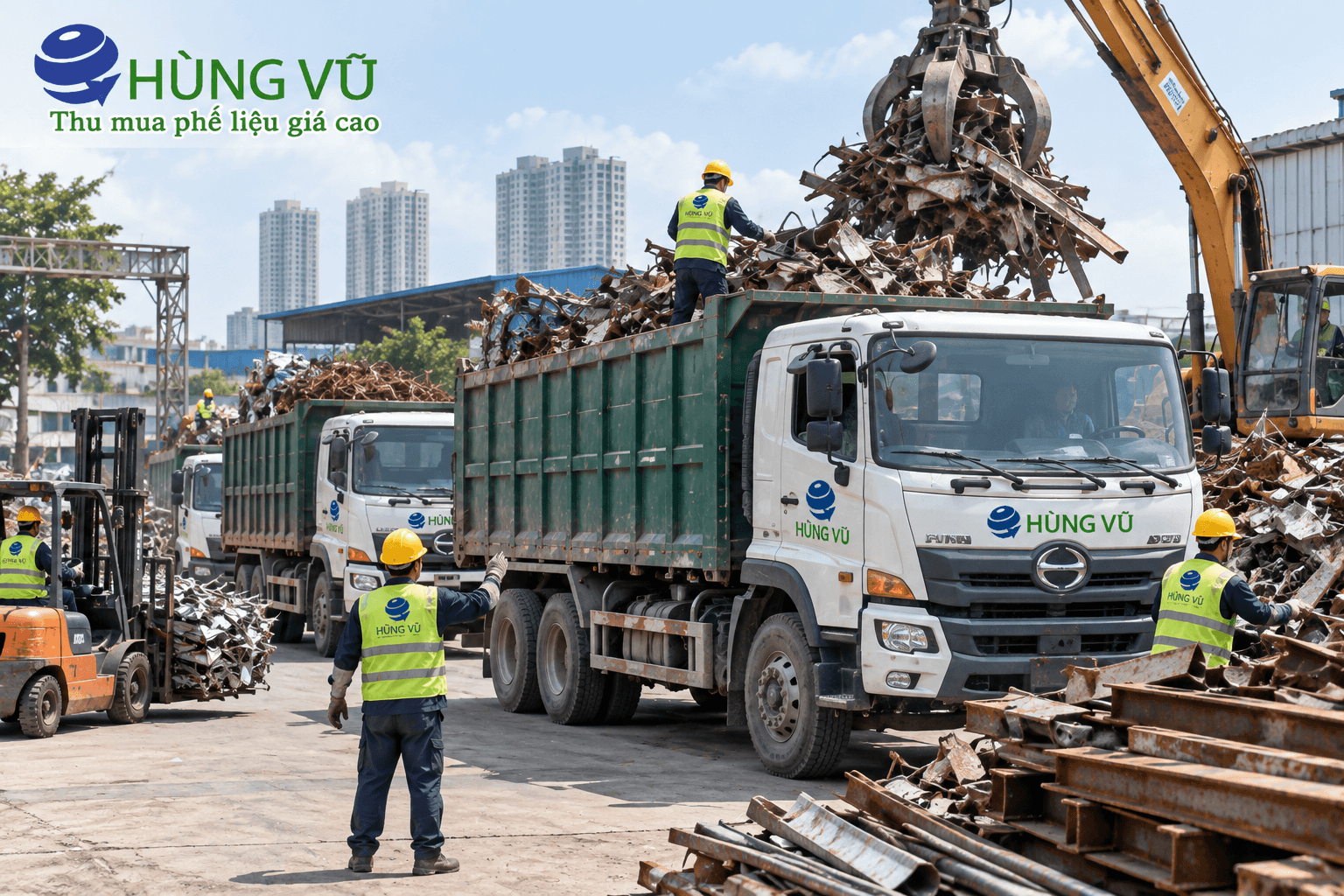 đội xe thu mua phế liệu Hùng Vũ vận chuyển số lượng lớn