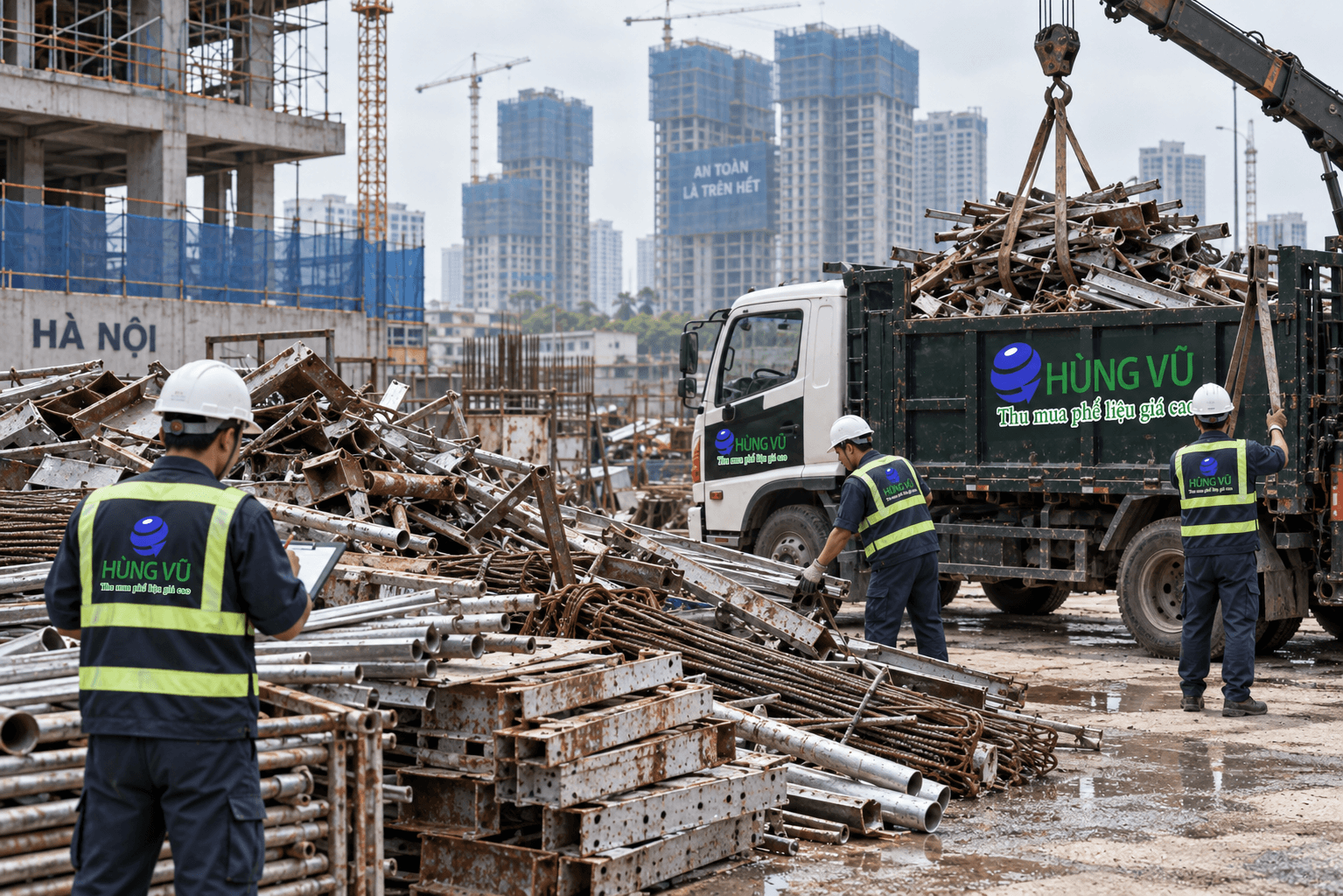 Thu gom phế liệu sắt thép tại công trình ở Hà Nội