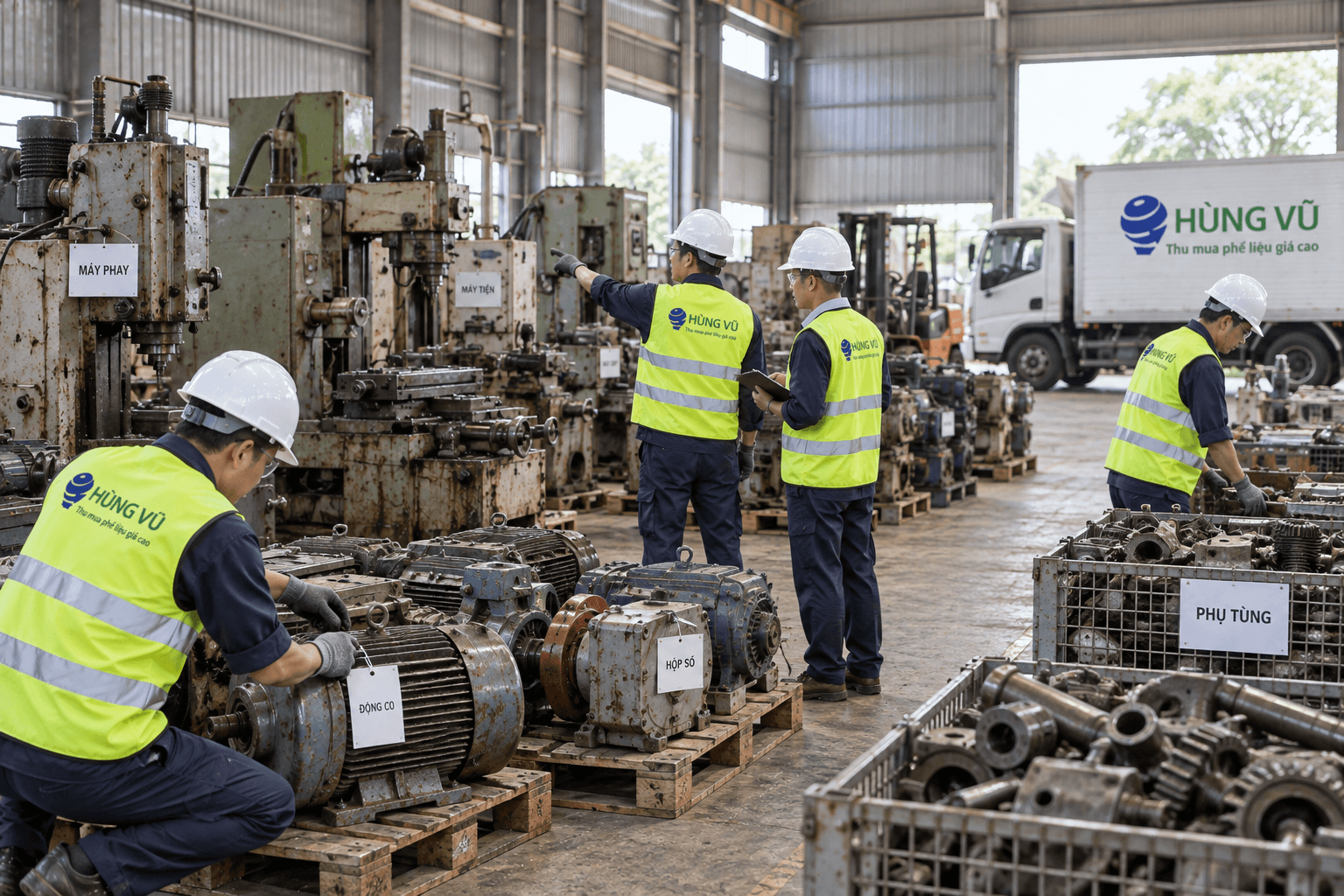 phân loại máy móc cũ nhà xưởng trước khi thu mua