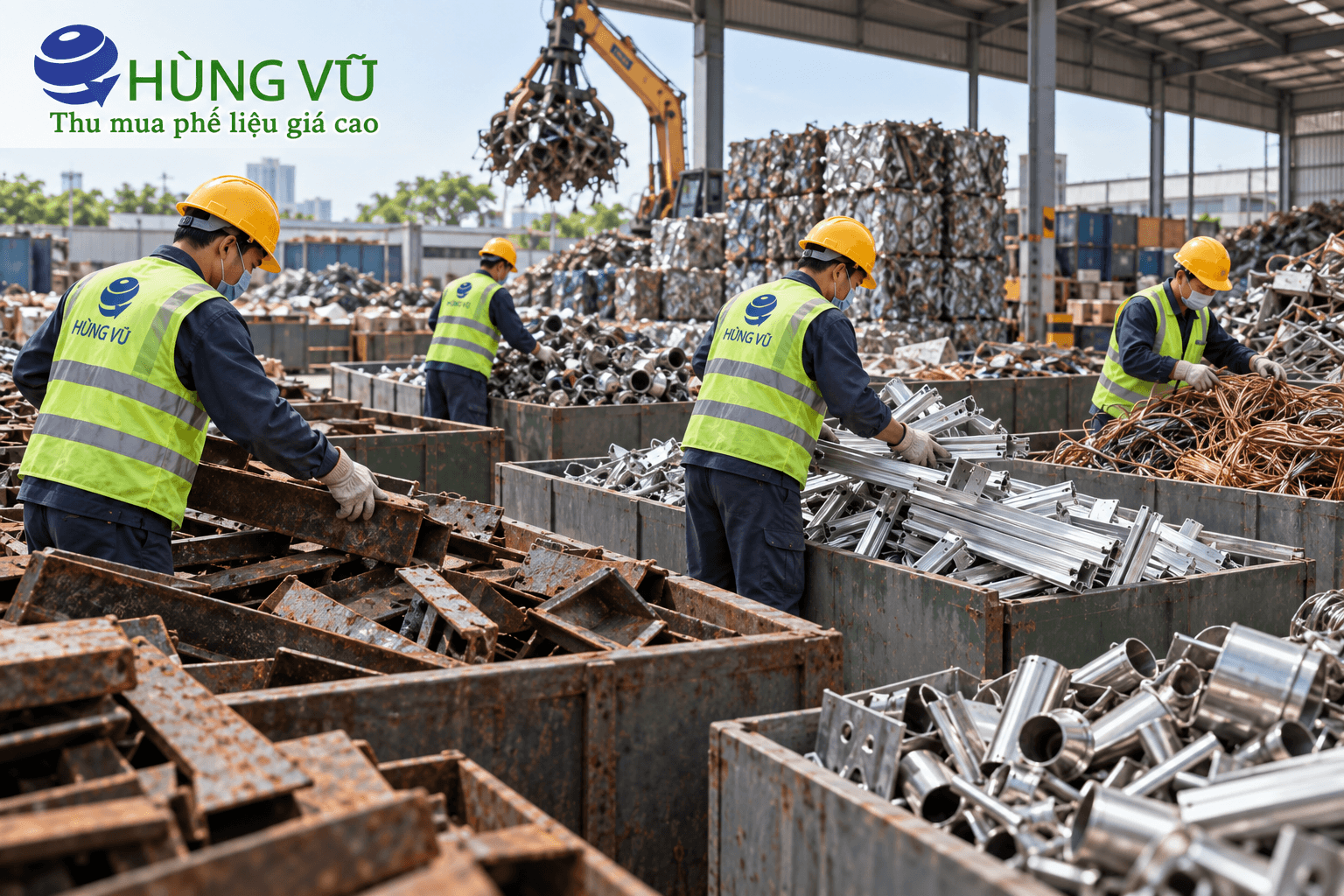 phân loại phế liệu tại kho trước khi xử lý