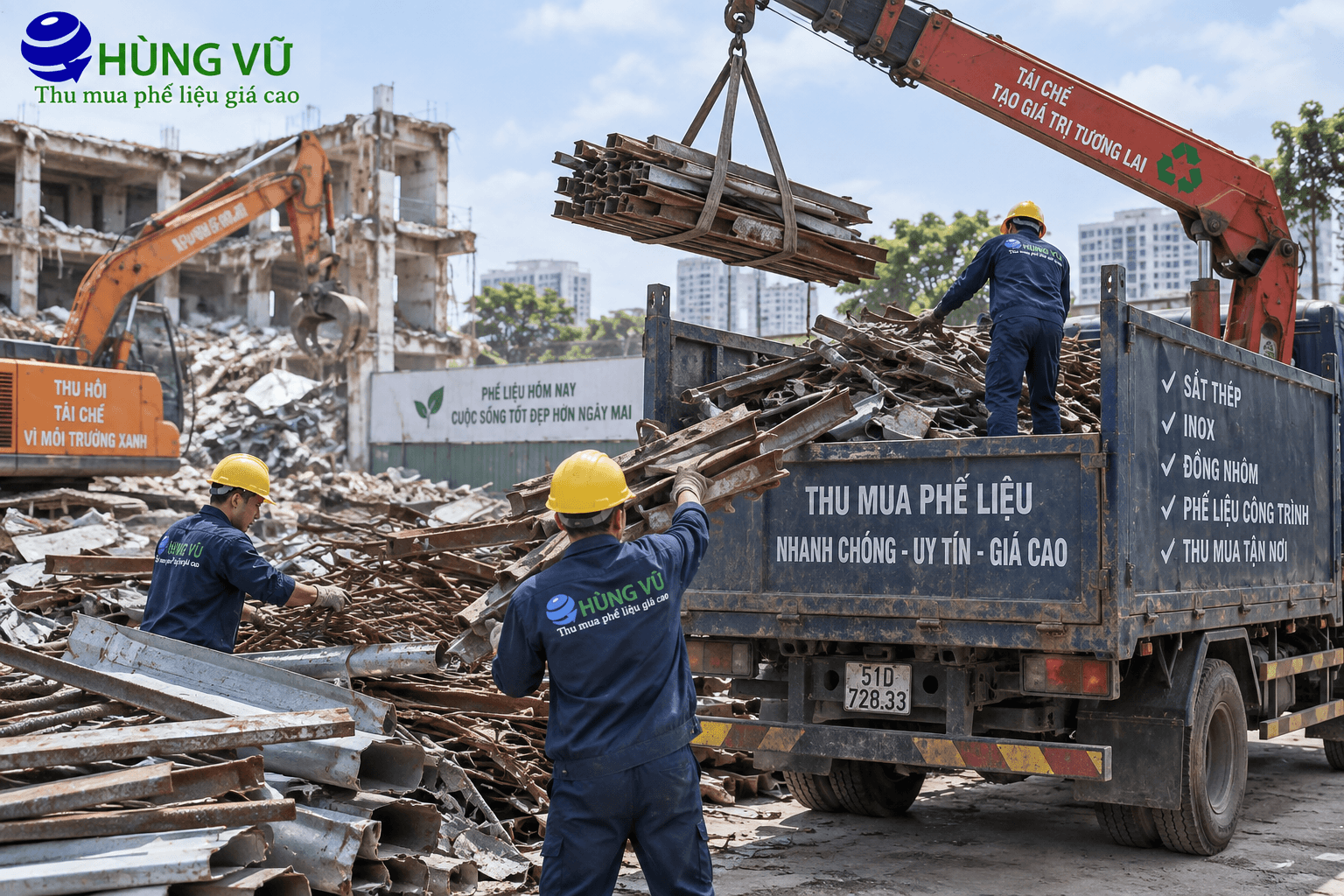 vận chuyển phế liệu công trình sau tháo dỡ